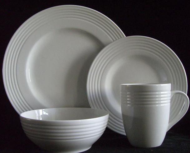 16pcs embossed porcelain dinner set