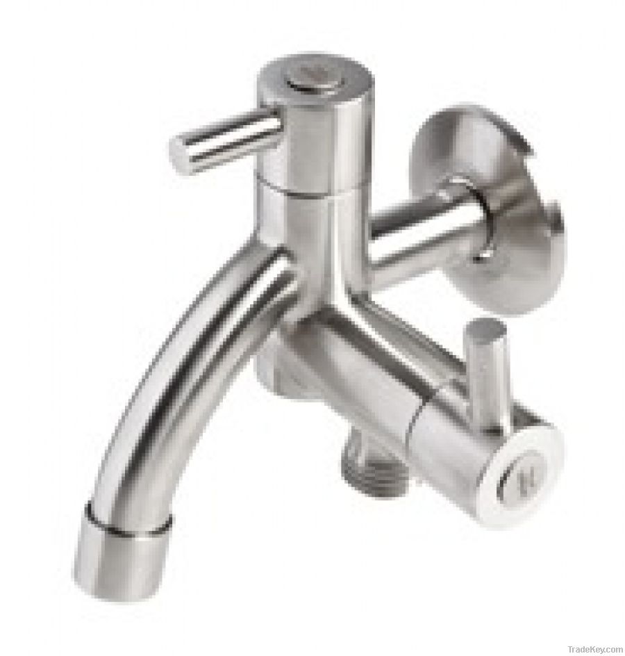Double stainless steel wall tap