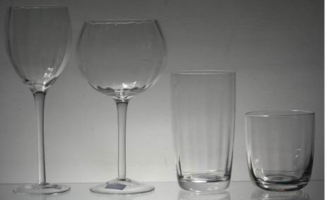 glassware---clear glass drinking set with optical  finishing