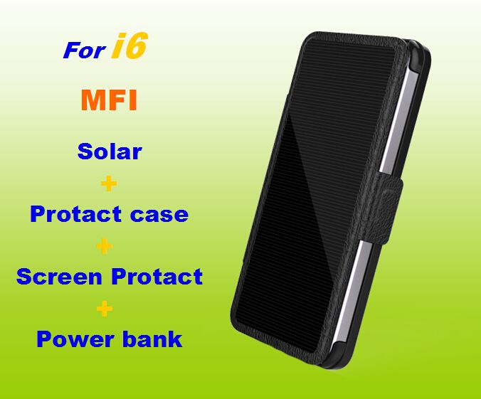 Solar Battery Charger Case for Iphone 6 4.7" MFI Solar charger Extra Battery case power bank 3500 mah
