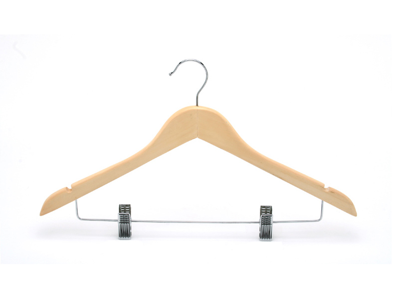 Wooden Suit Hanger With Chrome Metal Clips