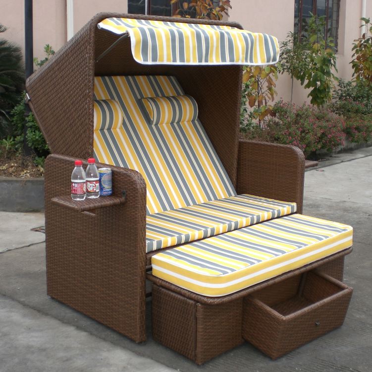 Wicker Leisure bed with sunshade