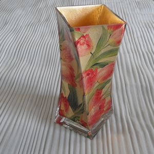 Gold Foil Glass Vase With Decal