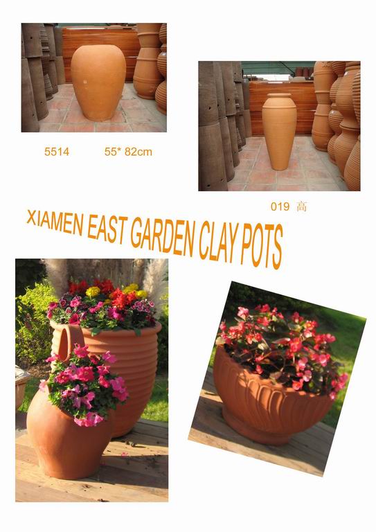 Decorated Clay Flower Pot