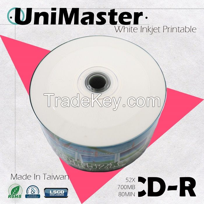 UniMaster Blank CD-R 52X 700MB Made in Taiwan