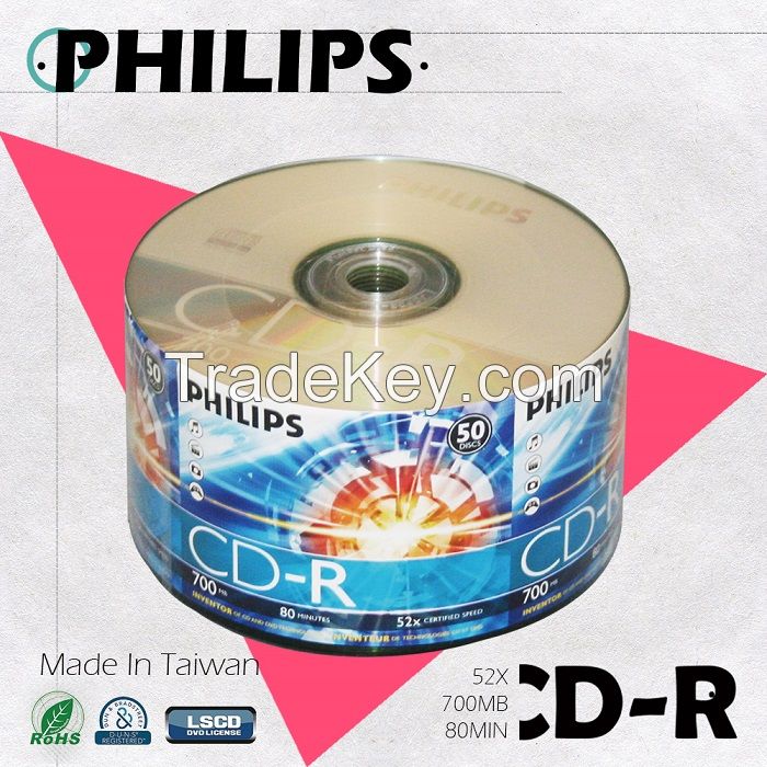 PHILIPS Blank CD-R 52X 700MB Made in Taiwan