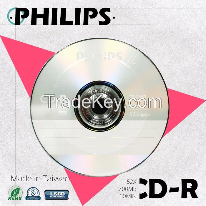 PHILIPS Blank CD-R 52X 700MB Made in Taiwan