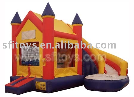 Inflatable Castle With Curve Wet/Dry Slide Combe