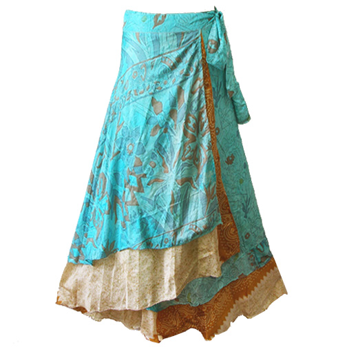 Silk Sari Reversable two layer wrap around Skirt