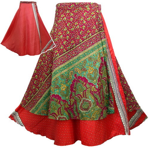 Vintage Sari Skirt Two Layer Wrap Multiwear