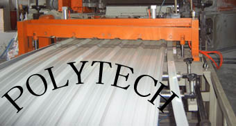 Plastic processing machinery: PVC roofing sheet production lineã