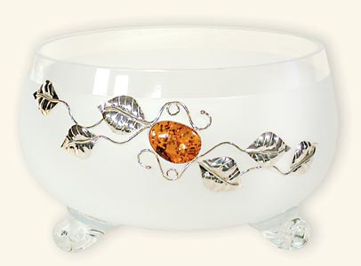 Frosty Glass Bowls with silver and amber