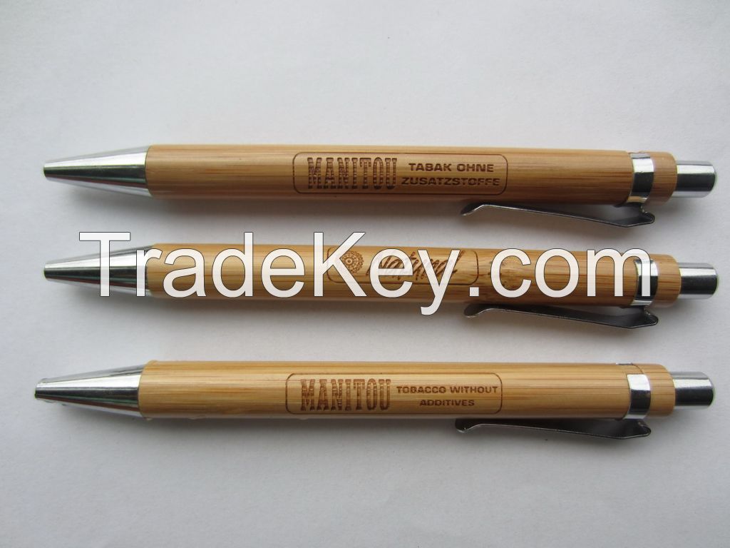 Top-selling bamboo ballpen with laser logo