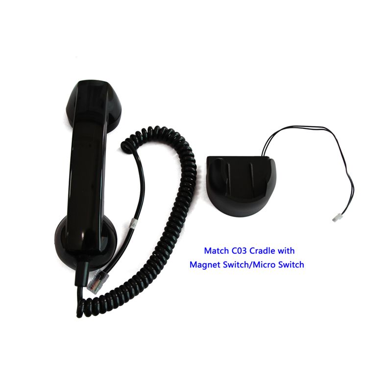 Weatherproof anti-radiation retro handset with strong magnetic PTT switch hook
