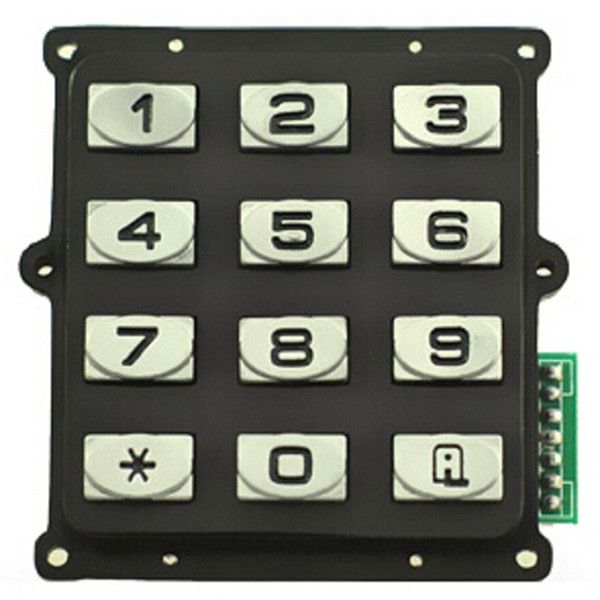 Water Proof 3x4 12keys Numeric Zinc Alloy Keypad For Access Control System