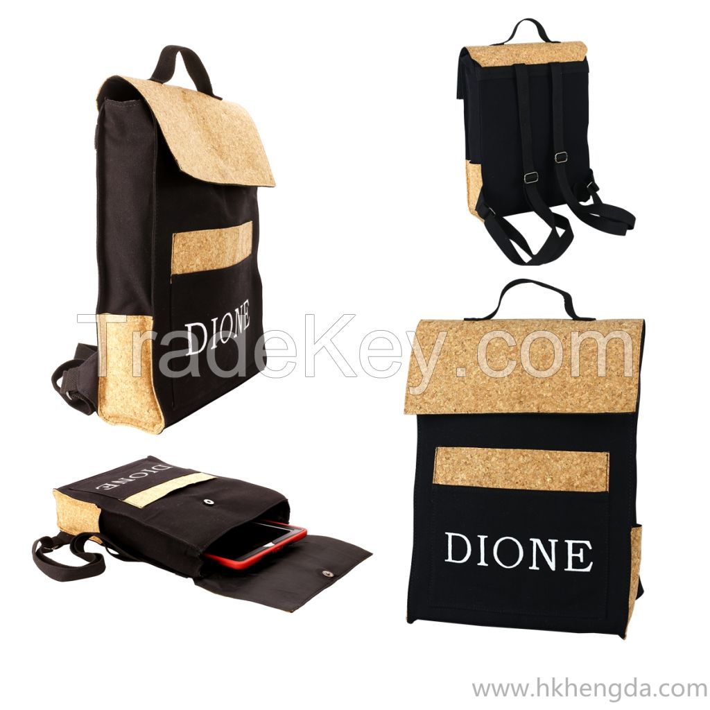 Nature style stitching cork cloth backpack fashion bag