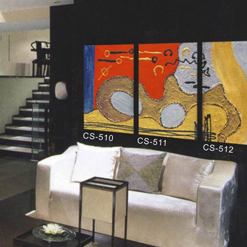 abstract oil painting, interior ornaments, handmade, multi-panel