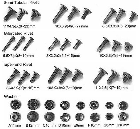 types of rivets for leather