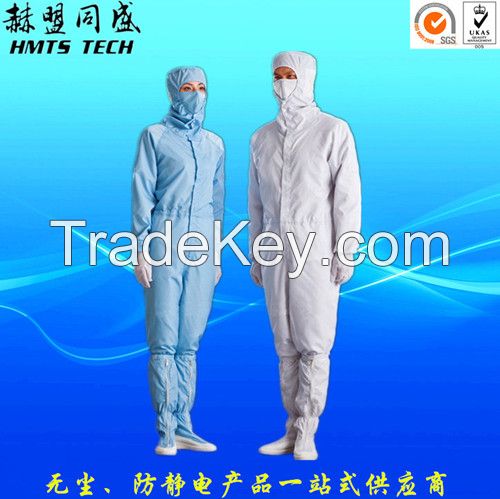 ESD Cleanroom Coverall,5mm grid/strip Polyester Antistatic Fabric