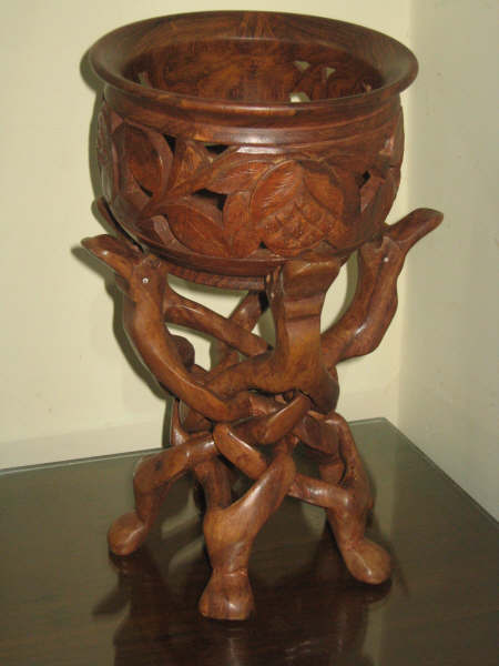 Wooden Stand with Bowl