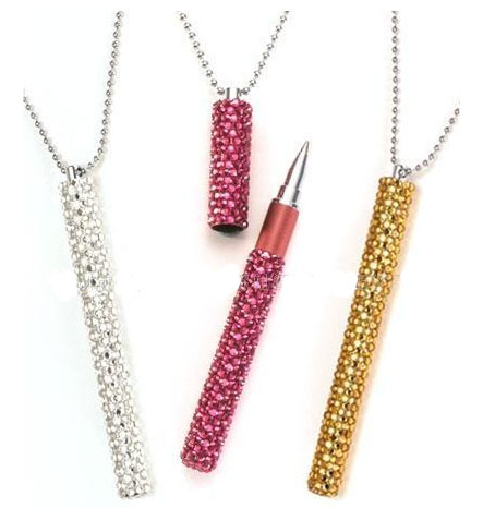 crystal pen with chain