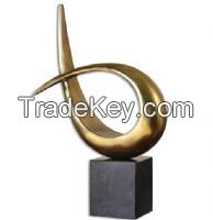 MODERN CURVE TABLE SCULPTURE - GOLD & BLACK