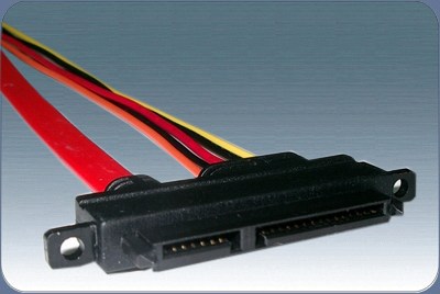 SATA 7+ 15pin cable assembly with mounting ears