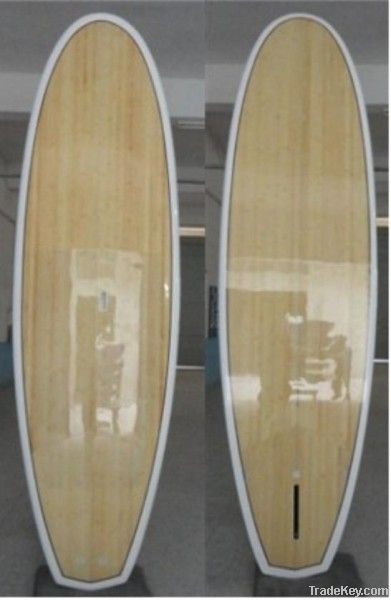 10' Bamboo Stand up paddle board with white rail