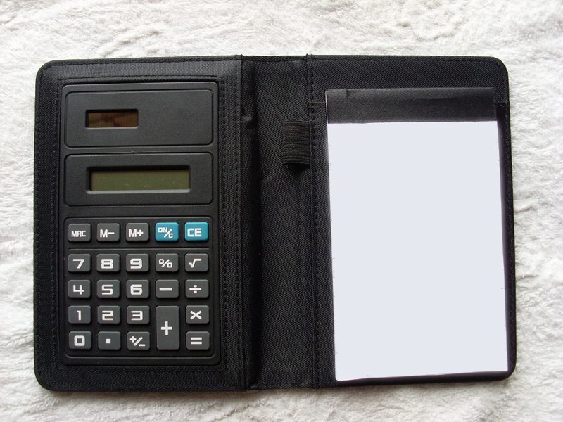 notebook with calculator