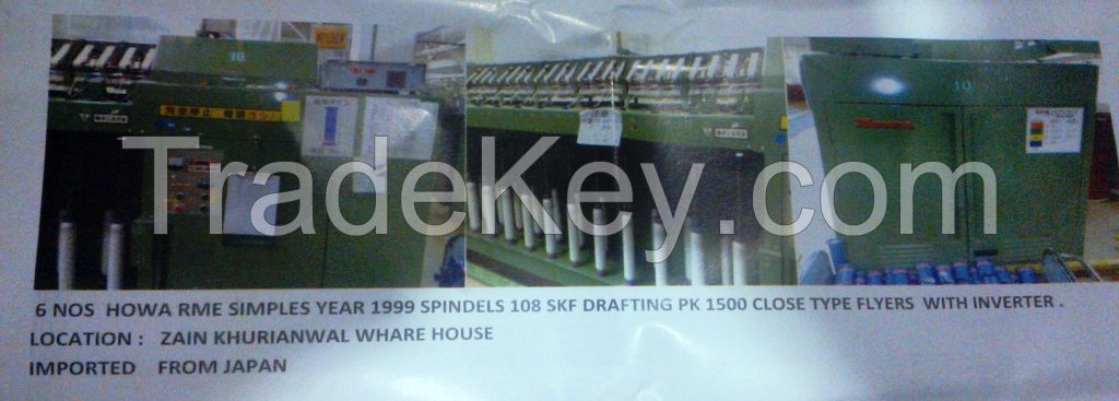 6 Nos HOWA RME Simples Year 1999 Spindles 108 SKF DRAFTING PK1500 CLOSE TYPE FLYERS WITH INVERTER