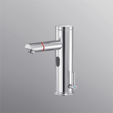 sensor faucet with temperature flow adjustor