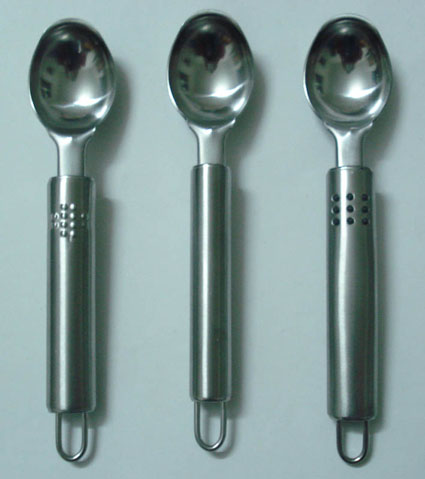 stainless steel ice cream spoon or scoop