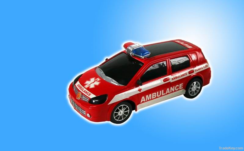 Inertia Ambulance / red and white toy car