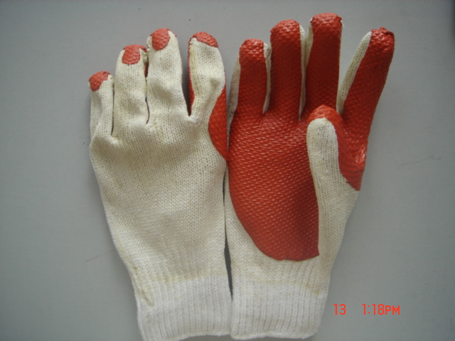 Rubber on palm glove