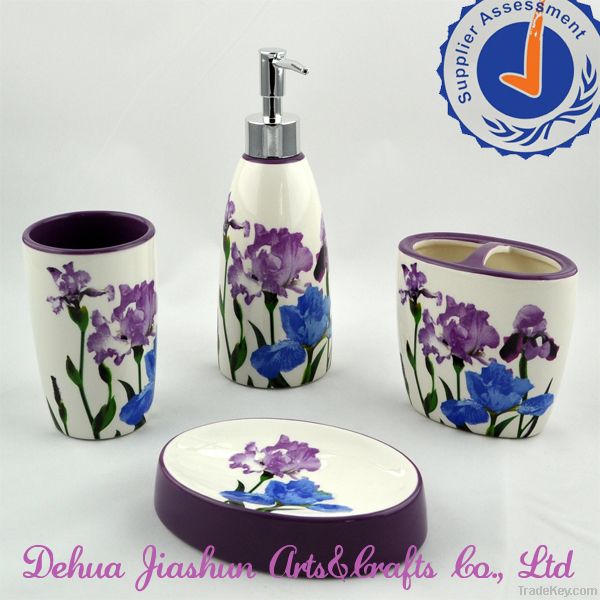 double color design purple iris tectorum ceramic bathroom accessories