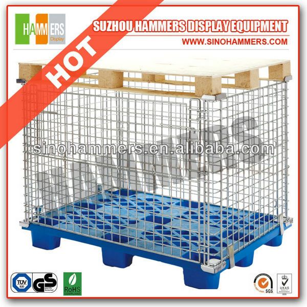 folding wire mesh container/stacking wire cage/warehouse cage /pallet cage