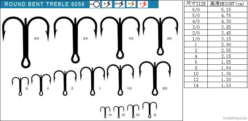 round bent treble hooks 8056-Terminal fishing tackle/fishing hooks