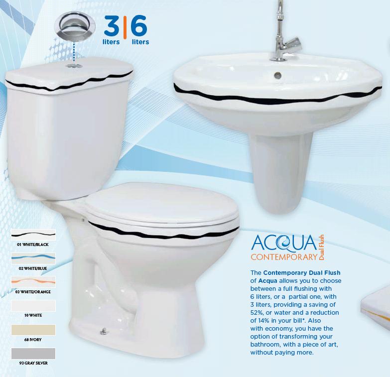 Contemporary Toilet, Cistern with Dual-Flush system and Lavatory