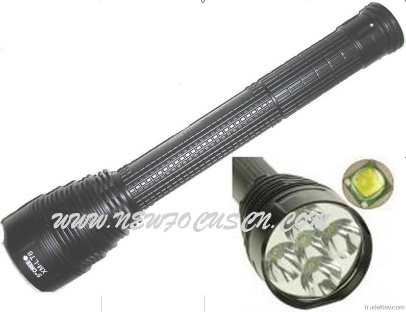 High power 5*XML T6 CREE LED Flashlight 4500Lumens 2 or 3*26650/ 18650