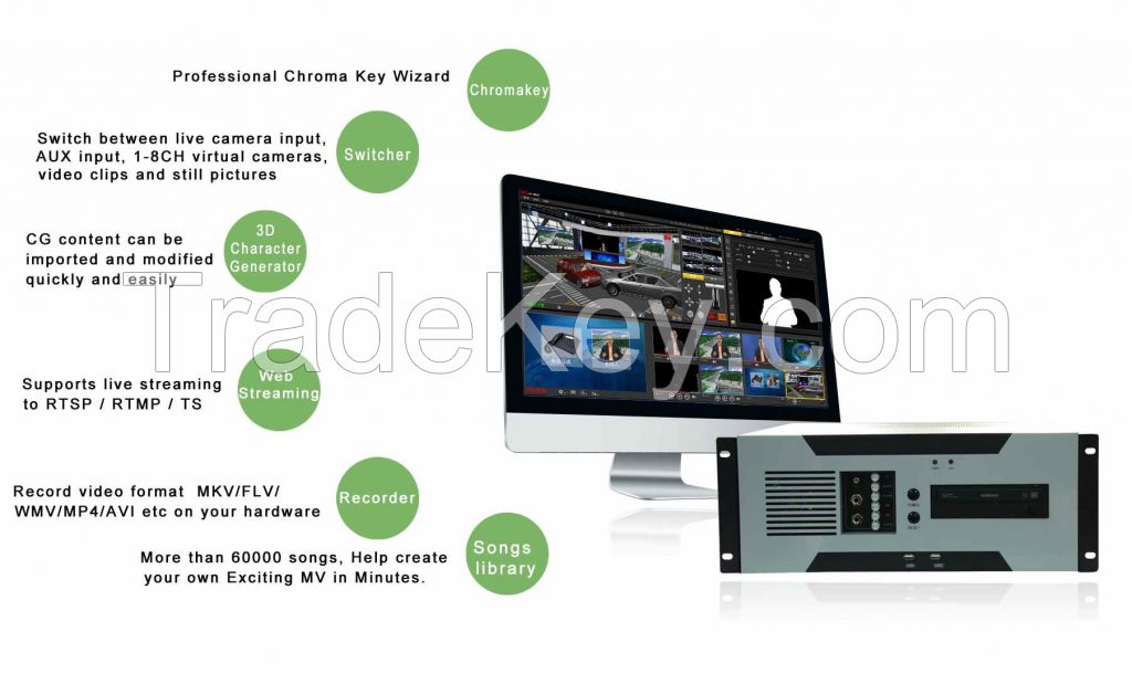 Broadcasting Equipment 3D Virtual Sets Studio Video Mixer Switcher Game Machines  Chroma Key Karaoke Studio Danceheads