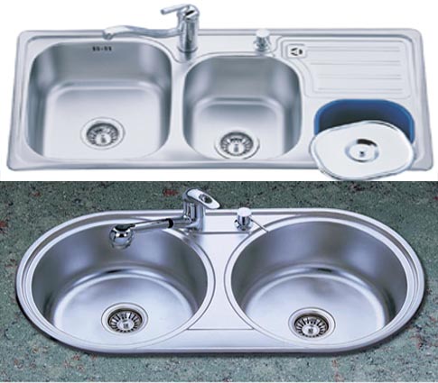 topmount double-bowl, single-bowl kitchen stainless steel sink
