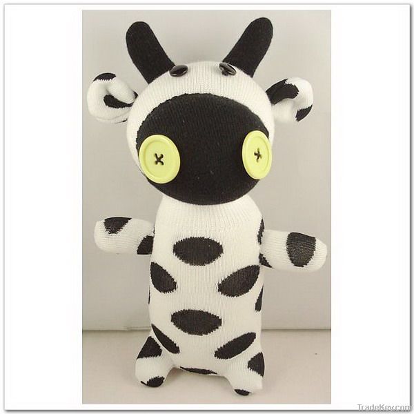 100%handmade Stuffed Sock Animals Sock Cow