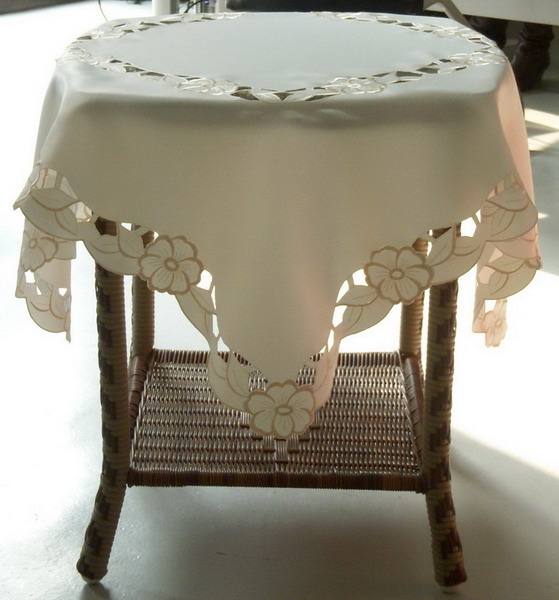 Embroidered and cutwork table cloth, tablecloth, table linen, table cover