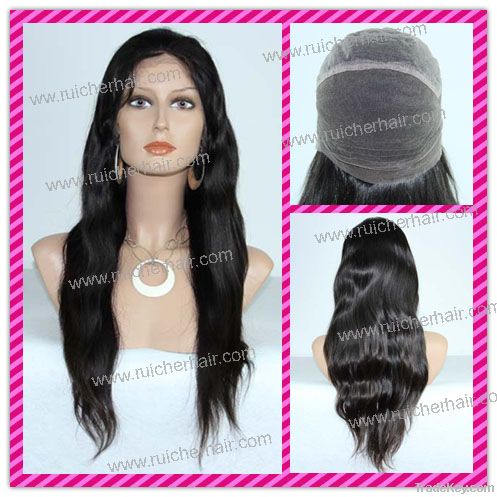 Hot selling Natrual straight Chinese Virgin human hair full lace wig