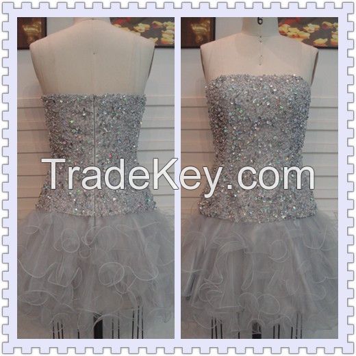 short evening dress with beading