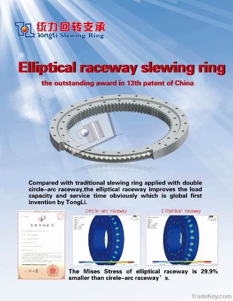 Elliptical raceway slewing ring