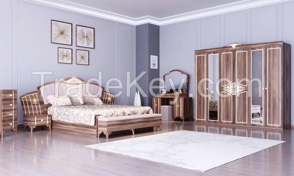 Torino 6 Doors Bedroom Set Walnut Colour