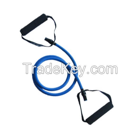Latex tubing exerciser with middle woven