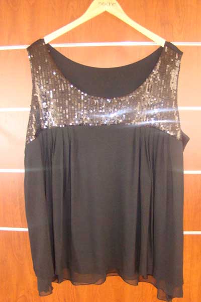 Plus Size- Sleeveless Sequin Yok with Chiffon