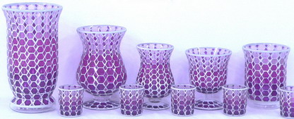 violet glass mosaic vases series